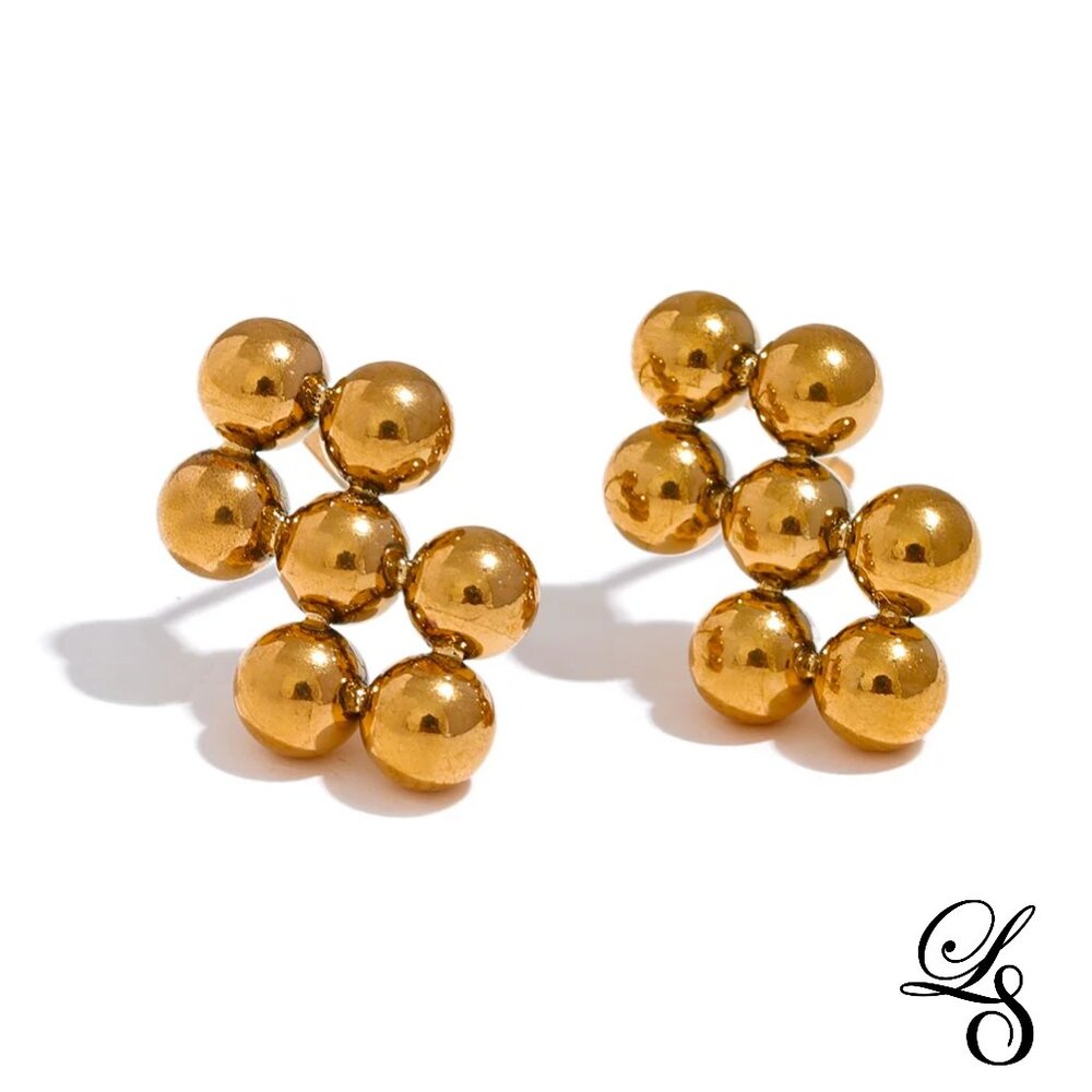 🌟 New 18K Gold Cluster Ball Stud Earrings 🌟